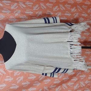 Cream and blue blouse